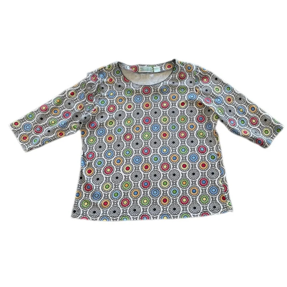 Shenanigan’s Colorful Geometric Design Cotton Blend 3/4 Sleeve Blouse Women’s XL - Picture 3 of 10